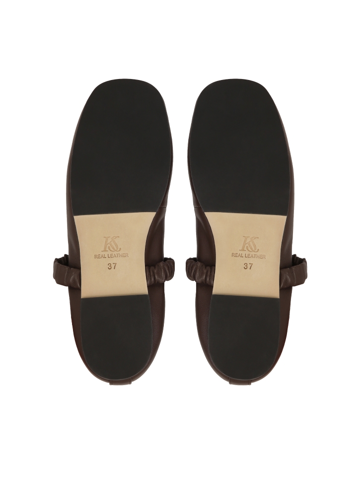 Leren ballerina's met bies en crinkle band KS AVRIL