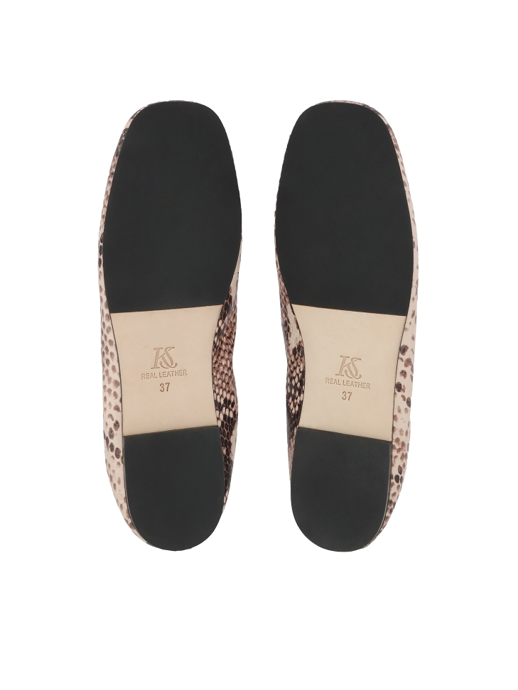 Leren ballerina's met dubbele band in reliëf KS AVRIL