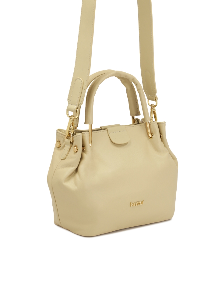 Elegante crèmekleurige handtas met een vouw bij de handvatten BIRDIE