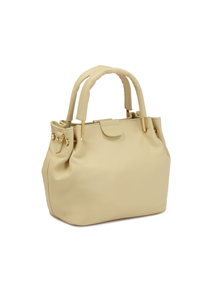 Elegante crèmekleurige handtas met een vouw bij de handvatten BIRDIE
