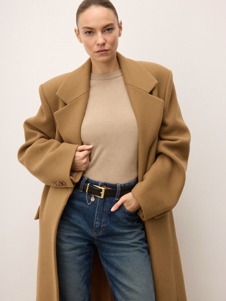 Klassieke leren riem in diepzwart LARIA