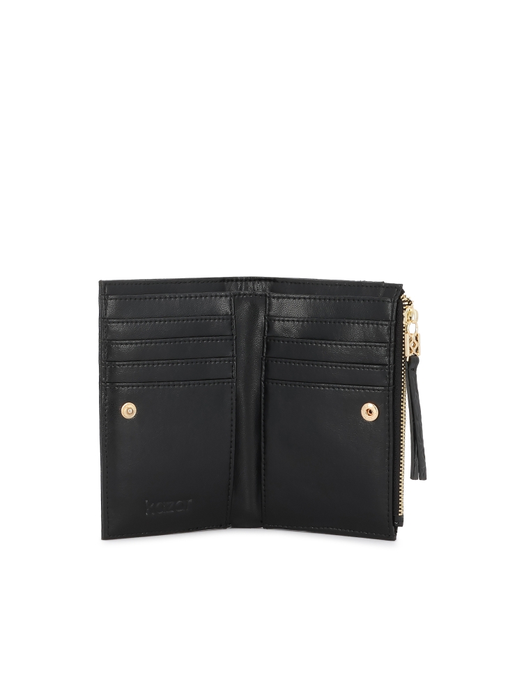 Zwarte portemonnee met reliëf THALIA