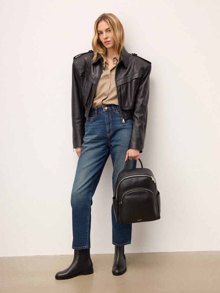 Zwart leren rugzak BEATRIZA
