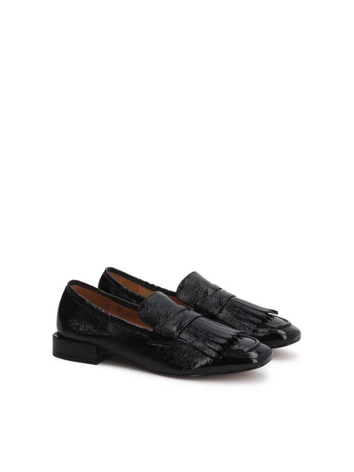 Zwarte gerimpelde lakleren loafers LIRENNA