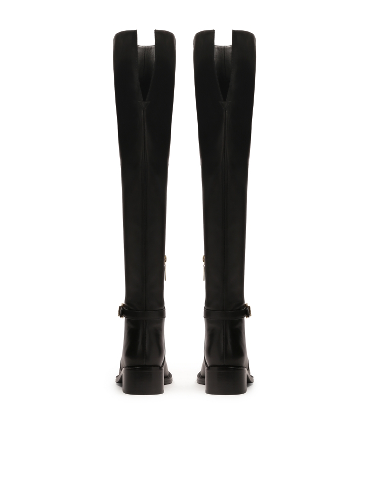 Leren musketiers met platte hakken ERVA