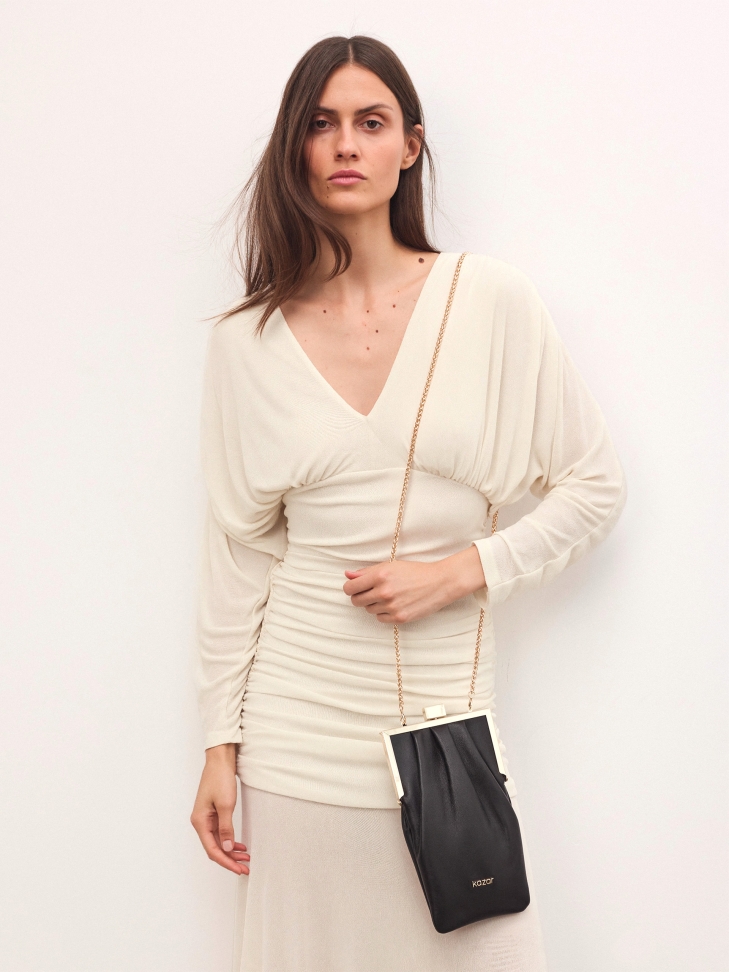 Langwerpige leren ketting handtas AIMEE