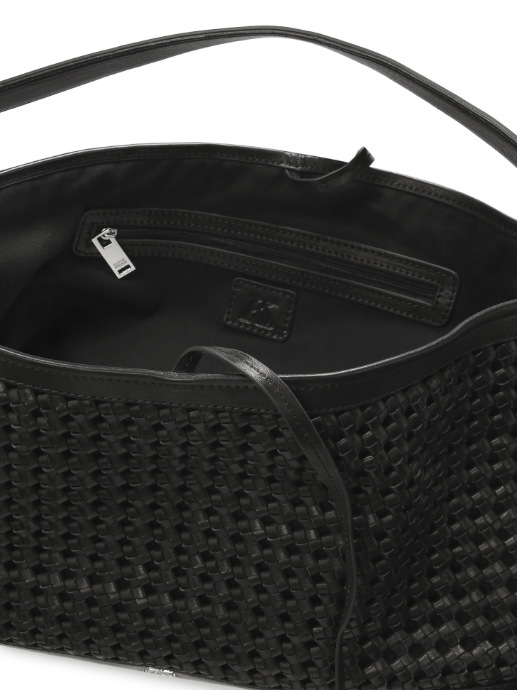 Zwart gevlochten leren handtas KS CELENE