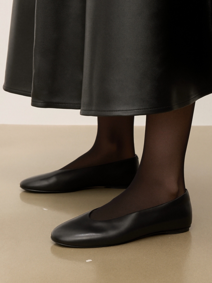 Zwarte ballerina's van zacht leer  KS ANITE