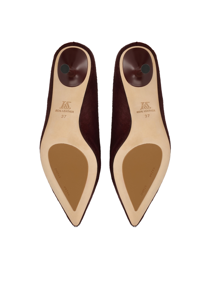 Marron naaldhakken met natuurlijk haar KS ELYSIE