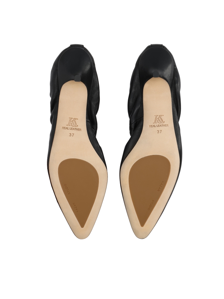 Zwarte pumps met gekreukt bovenwerk KS LUCIENNE