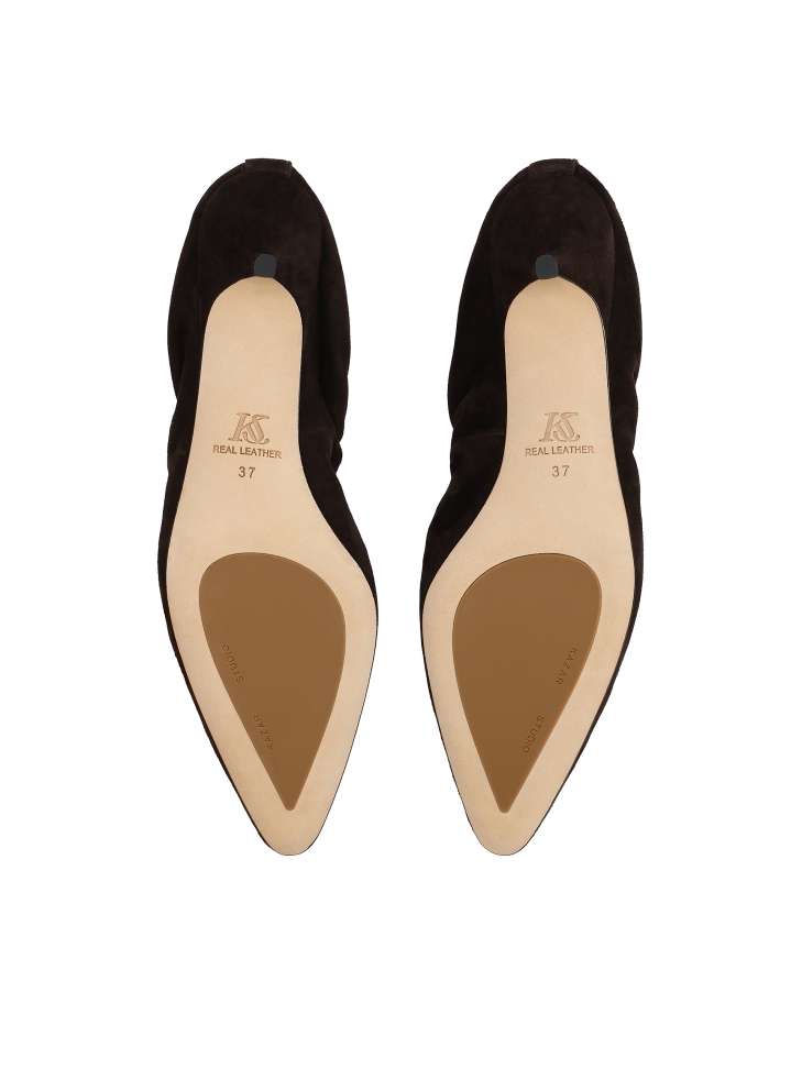 Donkerbruine gegolfde pumps KS LUCIENNE