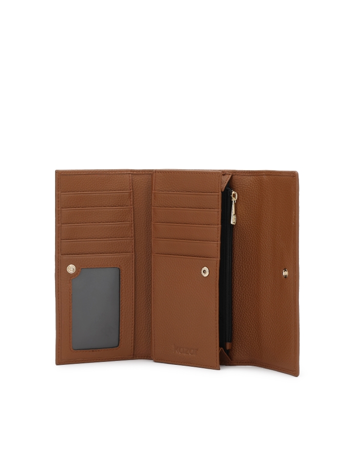 Langwerpige leren portemonnee met klep BONILLA