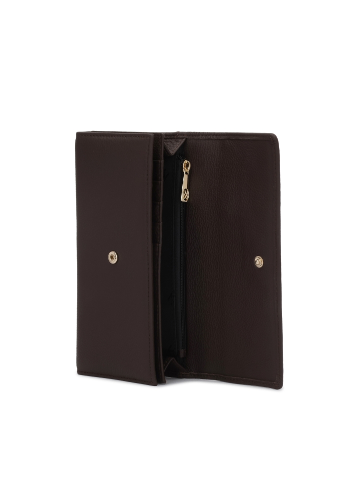 Bruine leren portemonnee met logo BONILLA