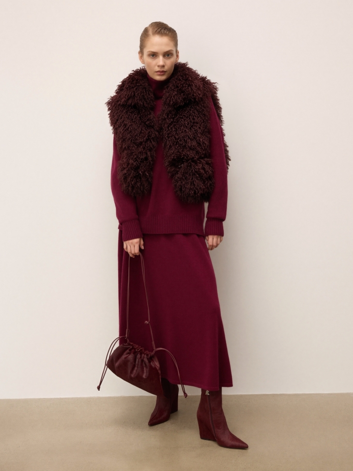 Maroon laarzen met natuurlijk haar KS OTYLIE