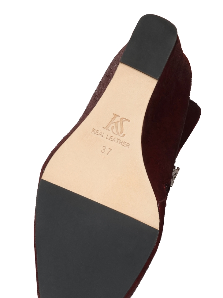 Maroon laarzen met natuurlijk haar KS OTYLIE