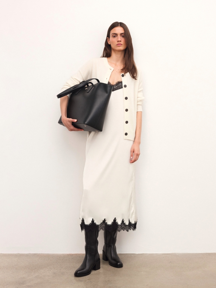 Zwarte leren laarzen met blokhak NEREZA