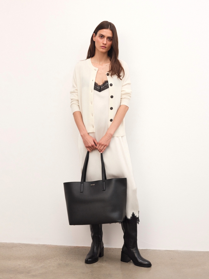 Zwarte leren laarzen met blokhak NEREZA