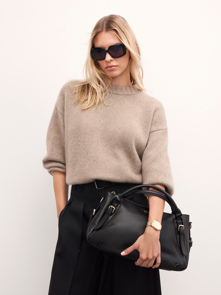 Zwarte universele leren handtas ELEONORE