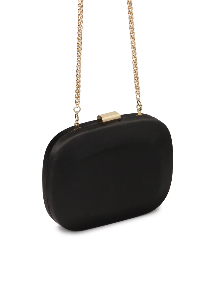 Zwart stoffen tasje met ronde vorm CATALEYA