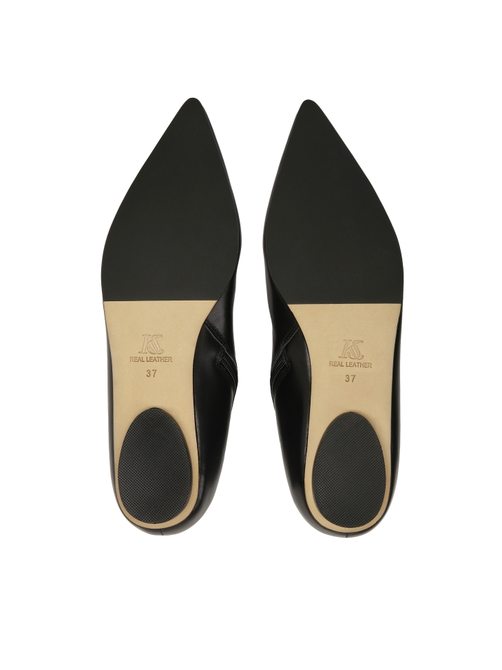 Zwarte leren laarzen met ritssluiting en zilveren, met logo versierde neus KS AMIENS