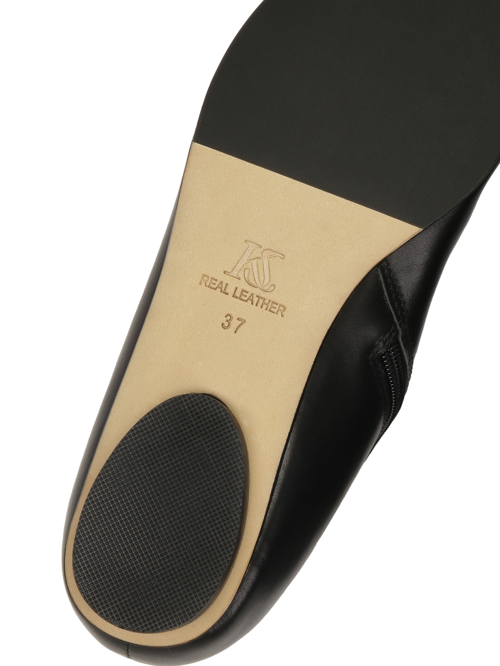 Zwarte leren laarzen met ritssluiting en zilveren, met logo versierde neus KS AMIENS