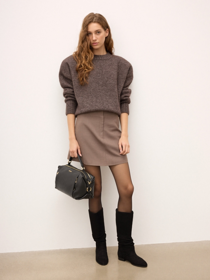 Zwarte leren handtas en gouden details ROCE