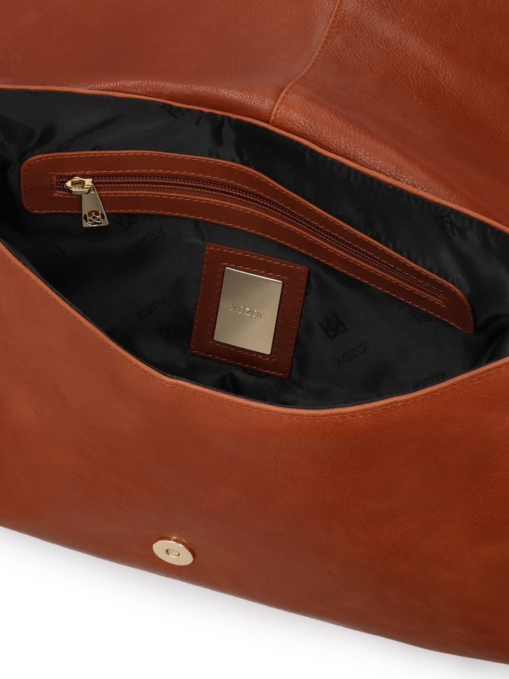 Lichtbruine leren schoudertas SOLEVIE