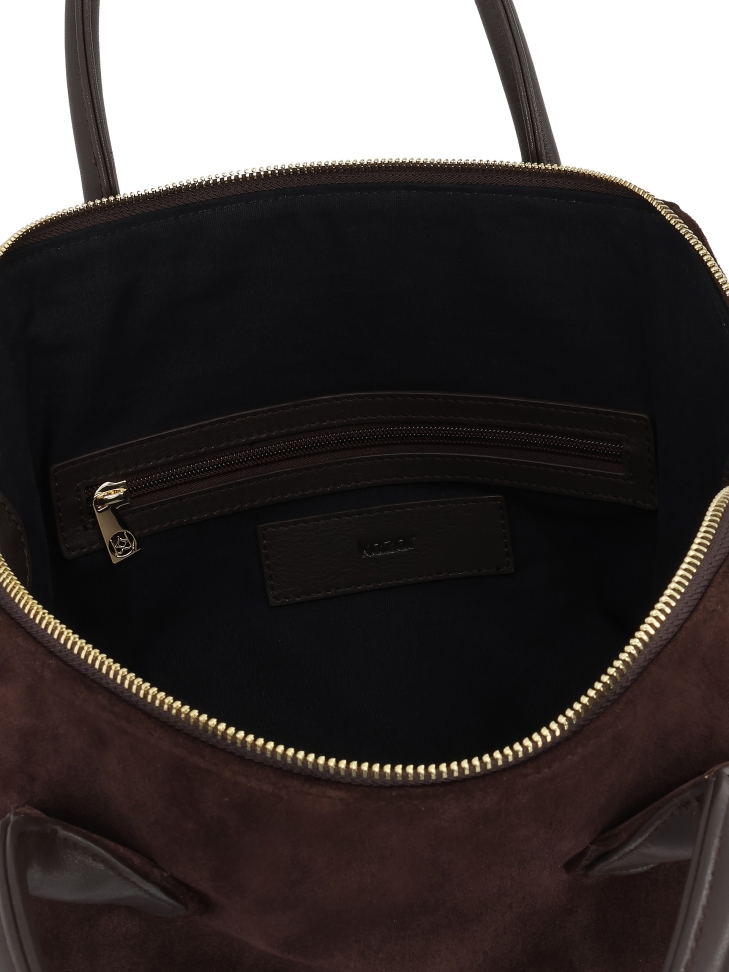 Bruine suède tas met zachte vorm AVIELLE