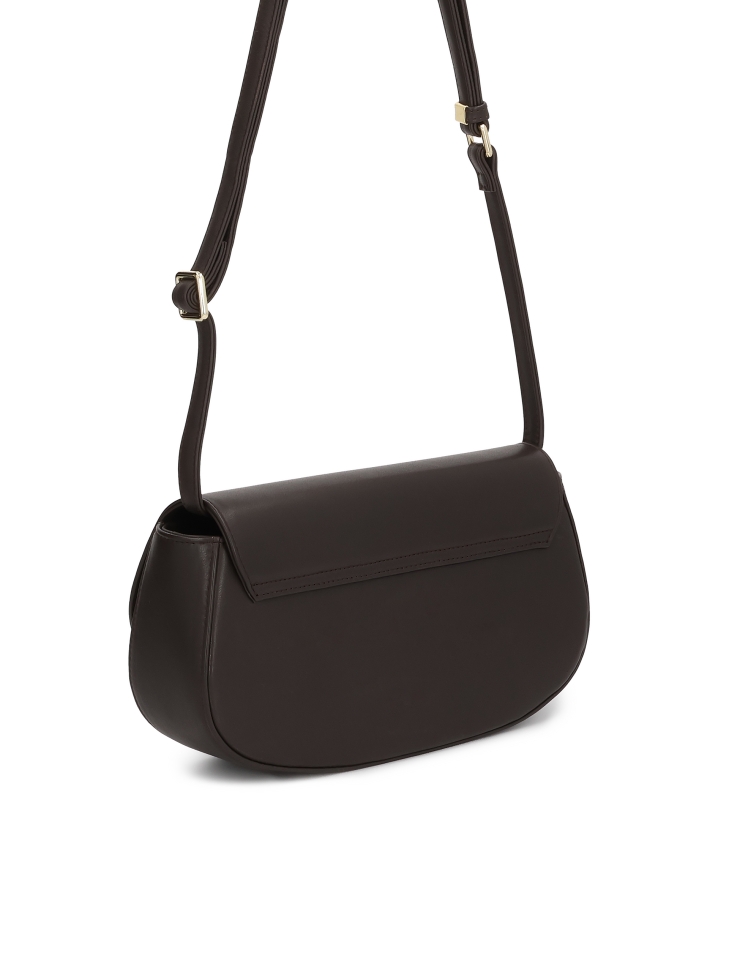 Bruine stijve handtas met schouderriem NALYA