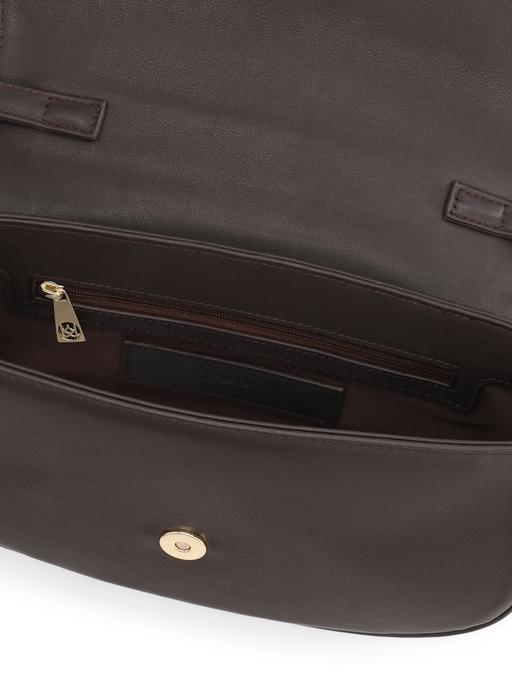 Bruine stijve handtas met schouderriem NALYA