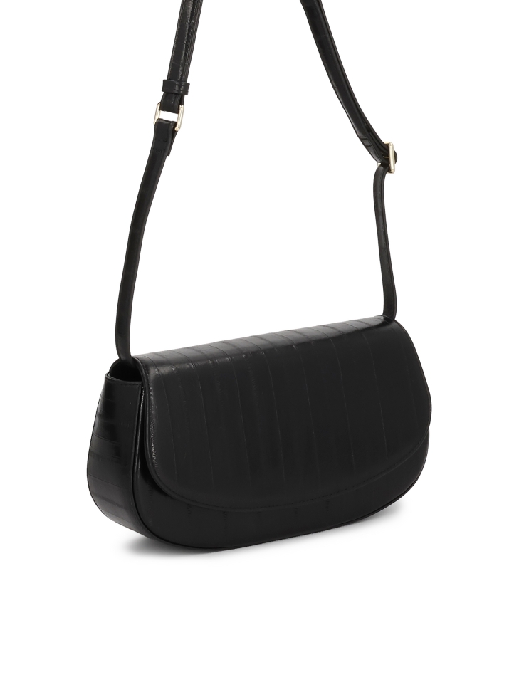 Zwarte stijve handtas met een uniek patroon NALYA