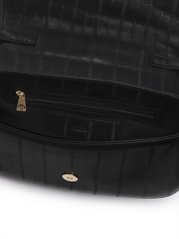 Zwarte stijve handtas met een uniek patroon NALYA